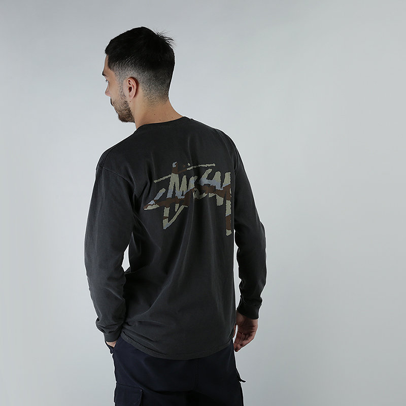 Лонгслив Stussy Camo Stock Pig Dyed PKT LS Tee (1954366-black)  - цена, описание, фото 4
